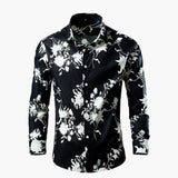 Men's long-sleeve shirt with floral pattern