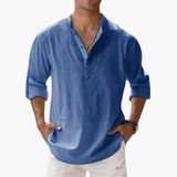 Shirt for men with button placket and V-neckline