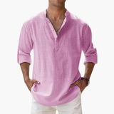 Shirt for men with button placket and V-neckline