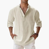 Shirt for men with button placket and V-neckline