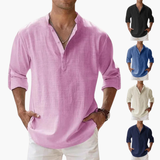 Shirt for men with button placket and V-neckline
