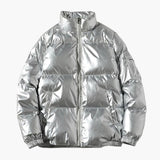 Shiny Men's Down Jacket with Stand-up Collar