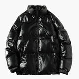 Shiny Men's Down Jacket with Stand-up Collar