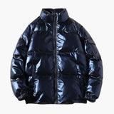 Shiny Men's Down Jacket with Stand-up Collar
