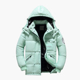 Men's Down Jacket with Hood and Zipped Pockets