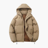 Unisex Hooded Down Jacket with Zipper Closure