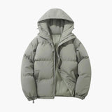 Unisex Hooded Down Jacket with Zipper Closure