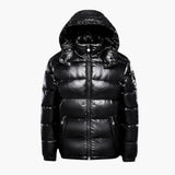 Men's puffer jacket with hood and zipper closure