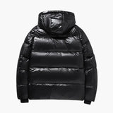 Men's down jacket with zip closure
