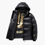 Men's down jacket with zip closure