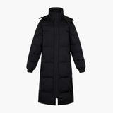 Men's long down jacket with zip closure