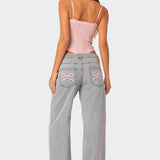 Bella Bow Pocket Wide-Leg Jeans