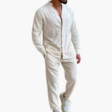 Men's 2-piece set with button-down shirt and straight-cut pants