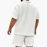 Men's set polo and shorts with zip collar