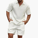 Men's set polo and shorts with zip collar