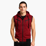 Men's Sleeveless Hoodie Vest with Zip