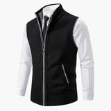 Men's knitted sleeveless vest with zipper and side pockets