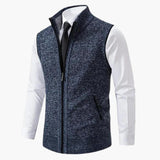 Men's knitted sleeveless vest with zipper and side pockets