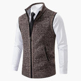 Men's knitted sleeveless vest with zipper and side pockets