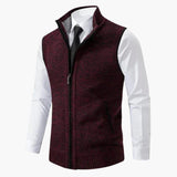 Men's knitted sleeveless vest with zipper and side pockets