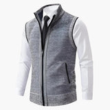 Men's knitted sleeveless vest with zipper and side pockets