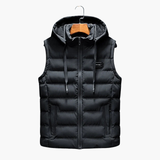 Men's sleeveless vest with hood and zipper closure