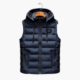 Men's sleeveless vest with hood and zipper closure