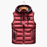 Men's sleeveless vest with hood and zipper closure