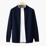 Men's zip-up vest with ribbed collar and straight hem