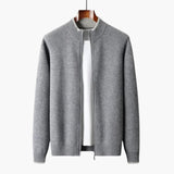 Men's zip-up vest with ribbed collar and straight hem