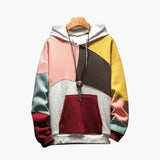 Colorblock hoodie for men with adjustable hood and front pocket