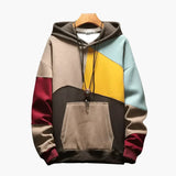 Colorblock hoodie for men with adjustable hood and front pocket