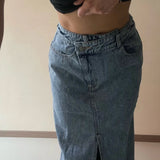 Del Mar High Slit Denim Maxi Skirt