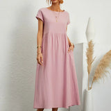 Robe Légère En Coton Doux Avec Poches