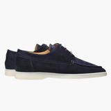 Men's Lace-Up Moccasins with Suede Surface and Flexible Sole