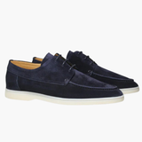 Men's Lace-Up Moccasins with Suede Surface and Flexible Sole