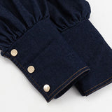 Indigo Statement Puff Sleeve Mini Dress