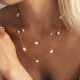Elegant Freshwater Pearl Necklace - Delicate Gold Chain