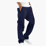 Men's Cargo Pants with Wide Legs and Multiple Pockets