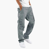 Men's Cargo Pants with Wide Legs and Multiple Pockets
