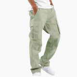 Men's Cargo Pants with Wide Legs and Multiple Pockets