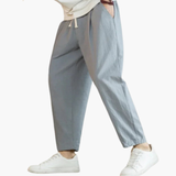 Straight Leg Pants for Men with Drawstring and Side Pockets