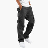 Men's cargo pants with multiple pockets and straight cut