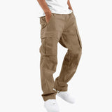 Men's cargo pants with multiple pockets and fitted waist