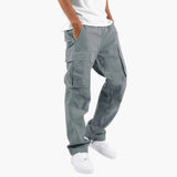 Men's cargo pants with elastic waistband and flap pockets