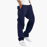 Men's cargo pants with elastic waistband and flap pockets