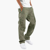 Men's cargo pants with elastic waistband and flap pockets