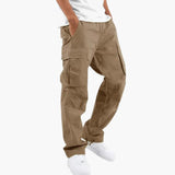 Men's cargo pants with elastic waistband and flap pockets