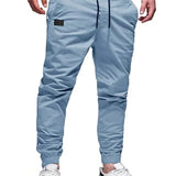 Men's casual straight-leg pants with elastic waistband