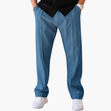 Men's pants with wide legs and elastic waist